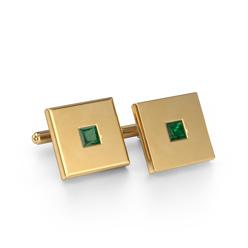Image of Cufflinks Givanti 585 gold Emerald 4 mm
