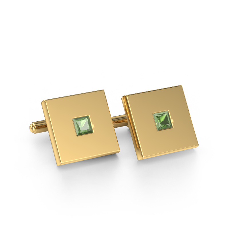 Image of Cufflinks Givanti 585 gold Tourmaline green 4 mm