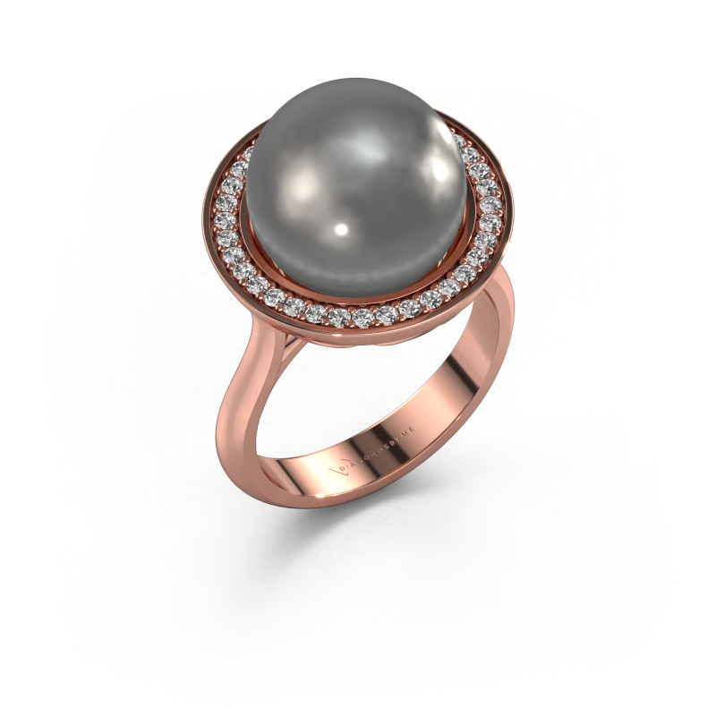 Bild von Ring Grisel 585 Roségold Grau Perl 12 mm