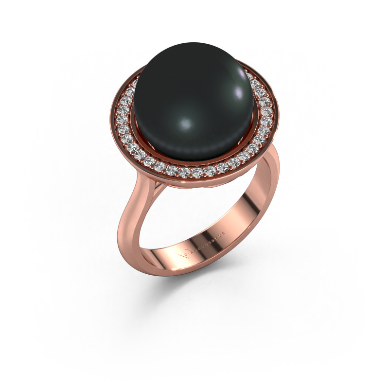 Image of Ring Grisel 585 rose gold Black pearl 12 mm