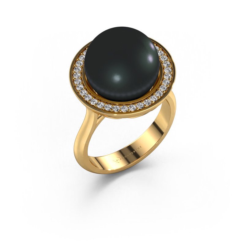 Image de Bague Grisel 585 or jaune Perle noire 12 mm