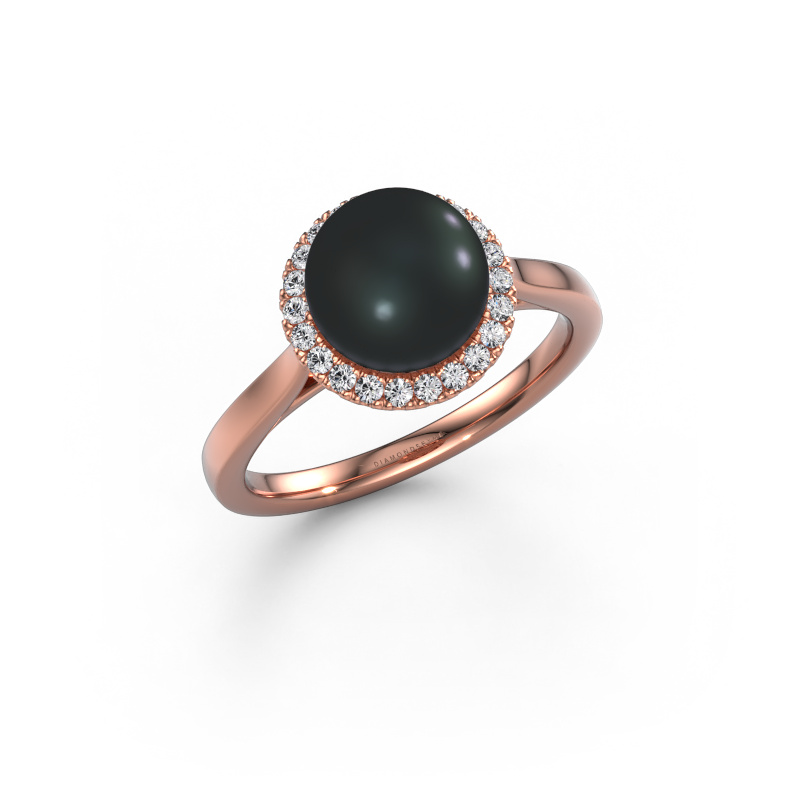 Afbeelding van Ring Grisel 585 rosé goud Zwarte parel 8 mm
