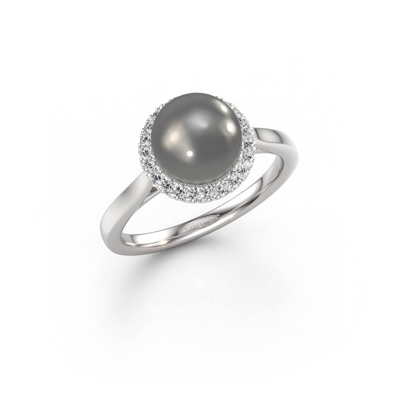 Image de Bague Grisel 585 or blanc Perle grise 8 mm