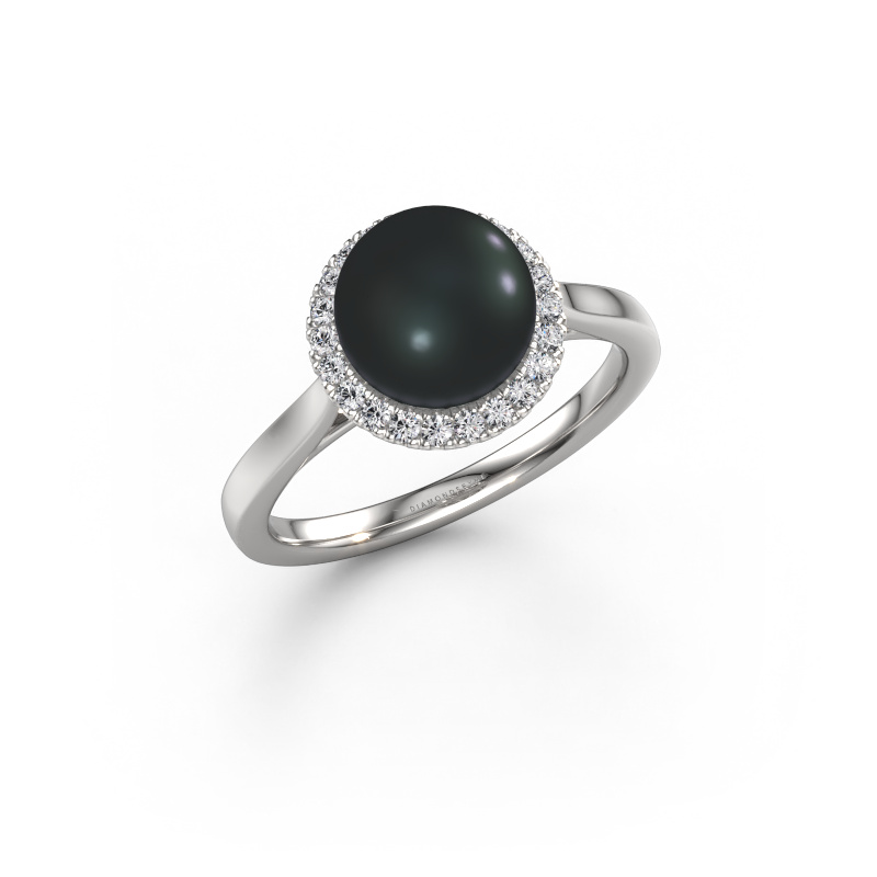 Image de Bague Grisel 585 or blanc Perle noire 8 mm