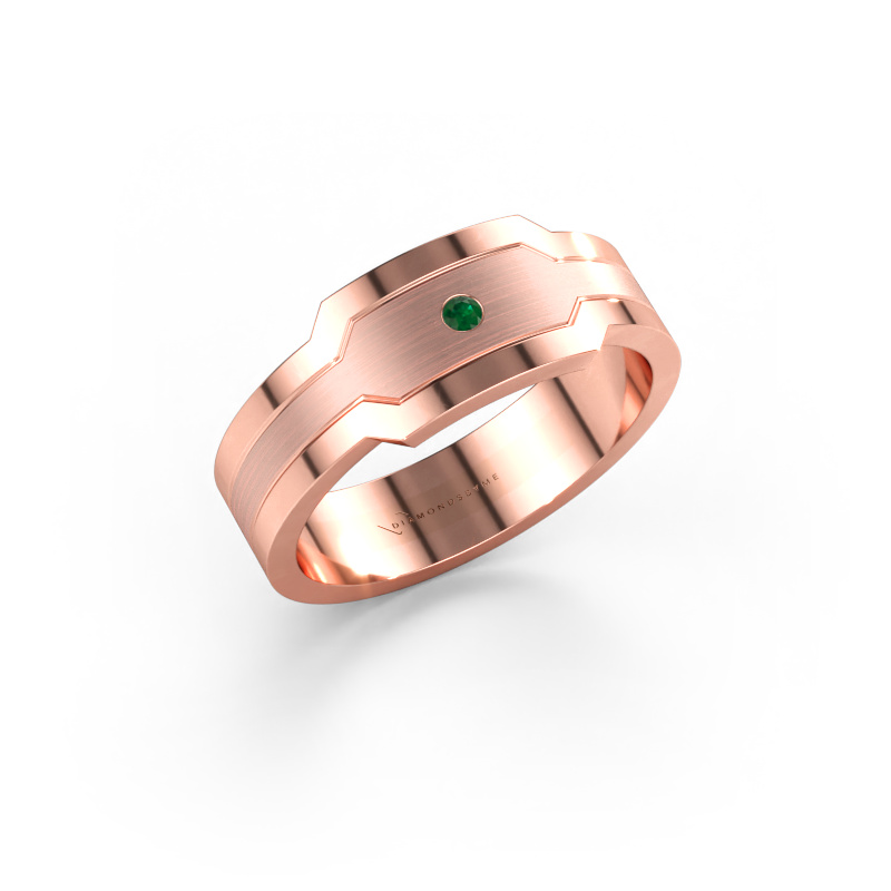 Immagine di Anello da uomo Guido 585 oro rosa Smeraldo 2 mm