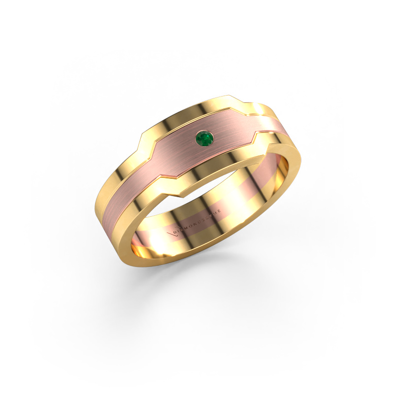 Bild von Herrenring Guido 585 Roségold Smaragd 2 mm