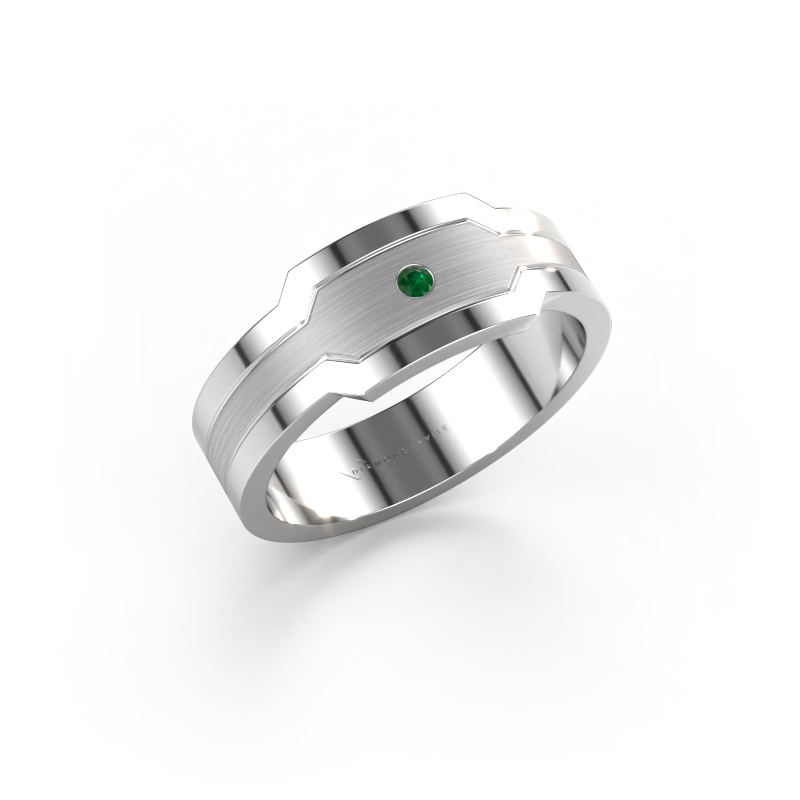 Image of Men's ring Guido 950 platinum Emerald 2 mm