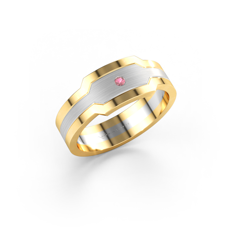 Immagine di Anello da uomo Guido 585 oro bianco Tormalina rosa 2 mm