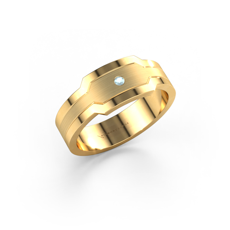 Image of Men's ring Guido 585 gold Aquamarine 2 mm