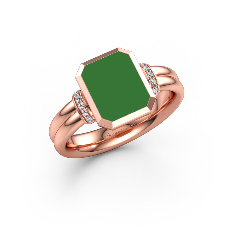 Immagine di Anello chevalier Gwenn 3 585 oro rosa Smalto verde 10x8 mm