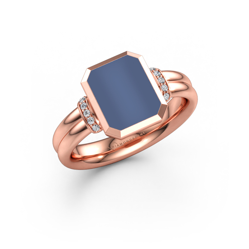 Immagine di Anello chevalier Gwenn 3 585 oro rosa Sardonica blu 10x8 mm