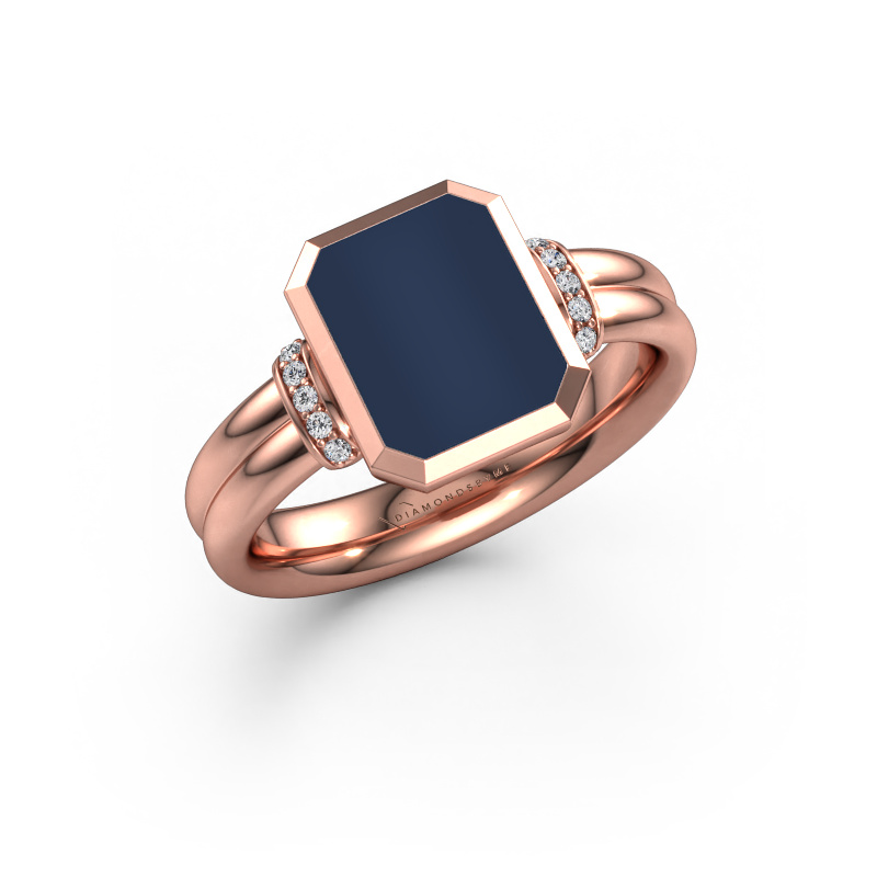 Bild von Siegelring Gwenn 3 585 Roségold Dunkelblau Lagenstein 10x8 mm
