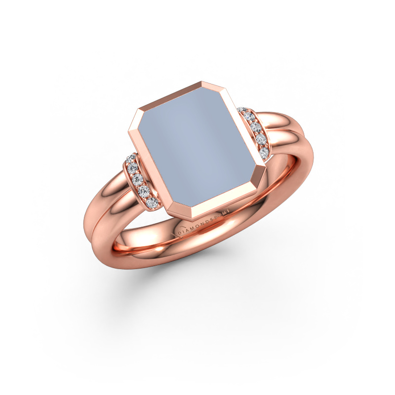 Immagine di Anello chevalier Gwenn 3 585 oro rosa Sardonica azzurra chiara 10x8 mm