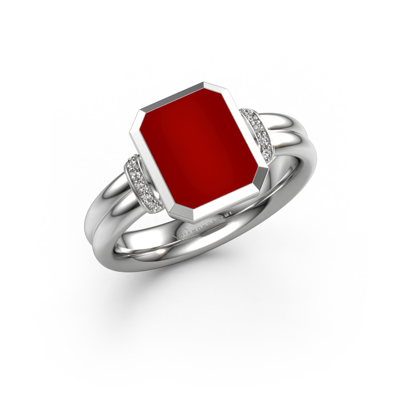 Image of Signet ring Gwenn 3 585 white gold Carnelian 10x8 mm