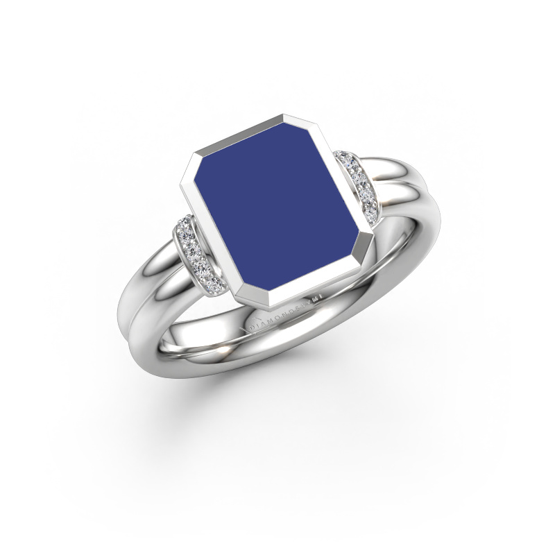 Bild av Signetring Gwenn 3 950 platina Blå emalj 10x8 mm