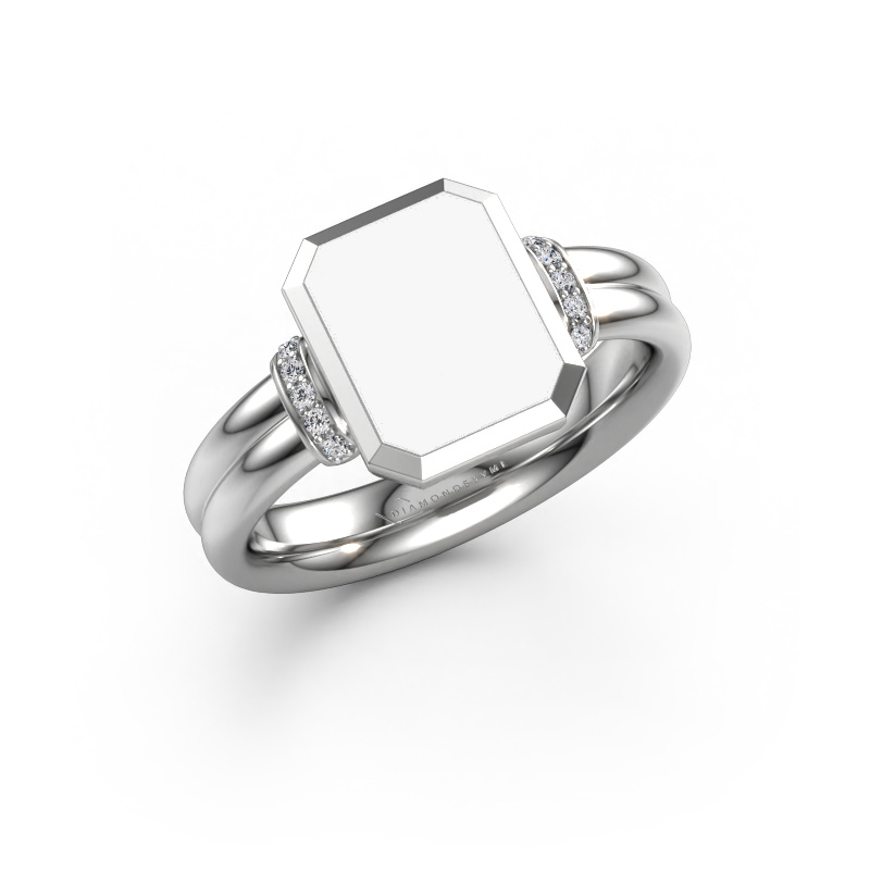 Bild von Siegelring Gwenn 3 585 Weißgold Weiße Emaille 10x8 mm