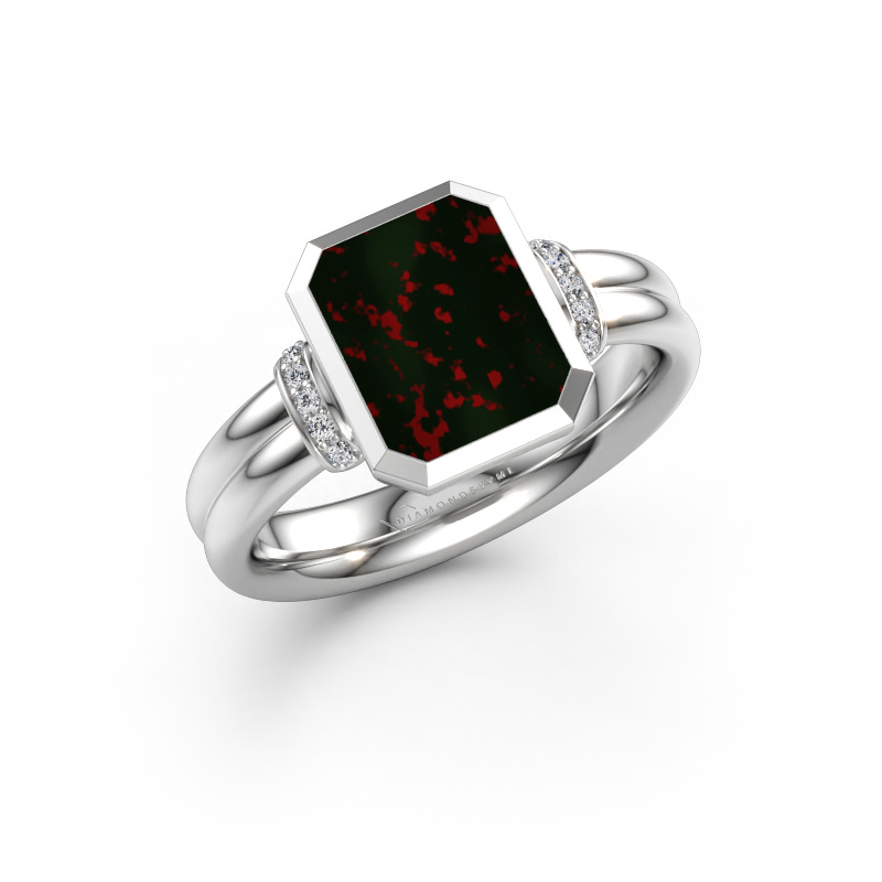 Immagine di Anello chevalier Gwenn 3 585 oro bianco Eliotropio 10x8 mm