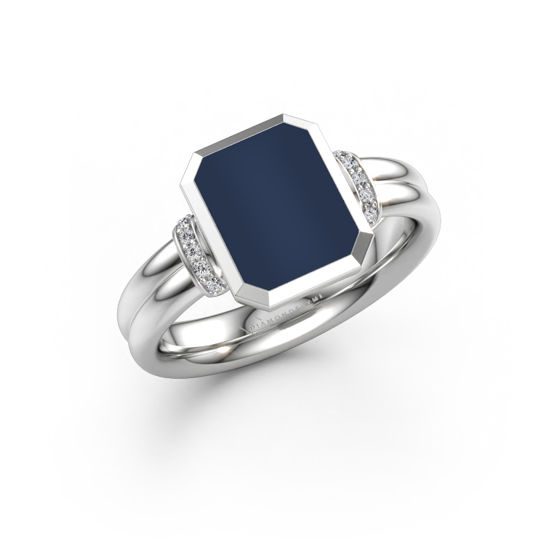 Bild av Signetring Gwenn 3 950 platina Mörkblå sardonyx 10x8 mm