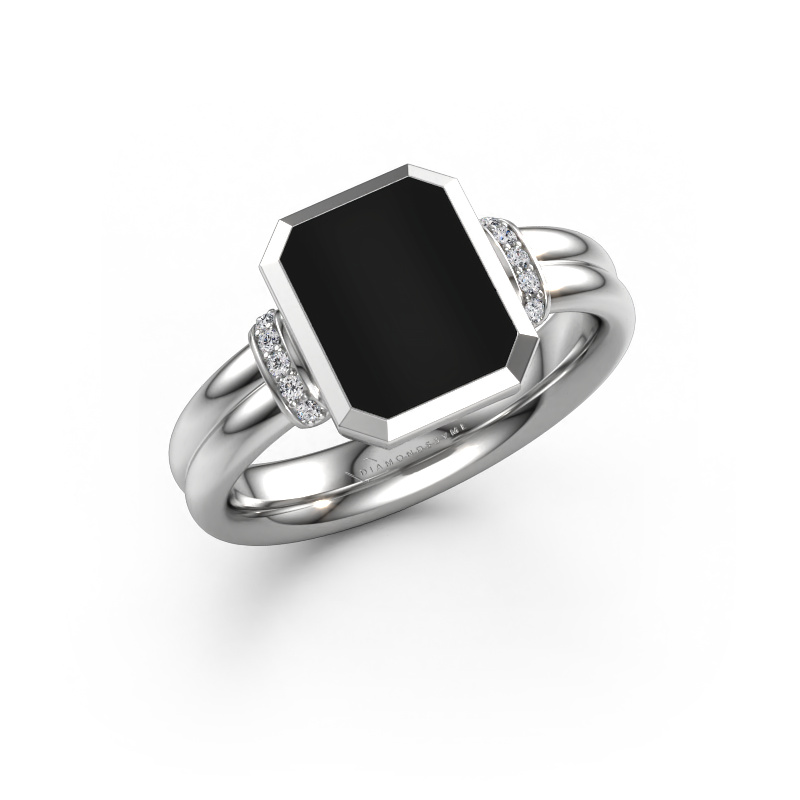 Image de Chevalière Gwenn 3 950 platine Onyx 10x8 mm