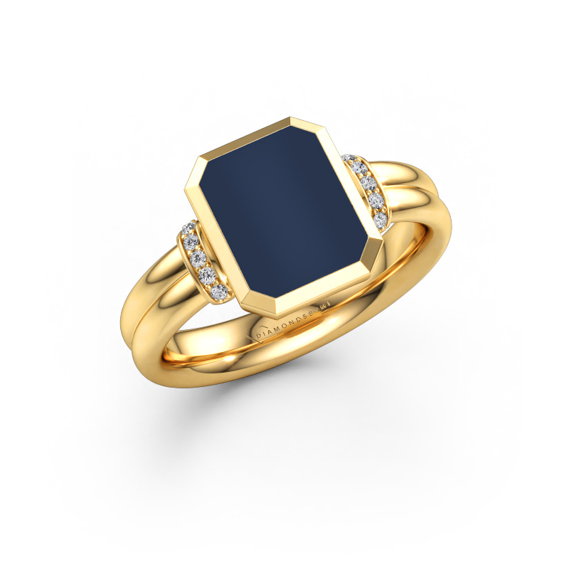 Immagine di Anello chevalier Gwenn 3 585 oro Sardonica blu scura 10x8 mm
