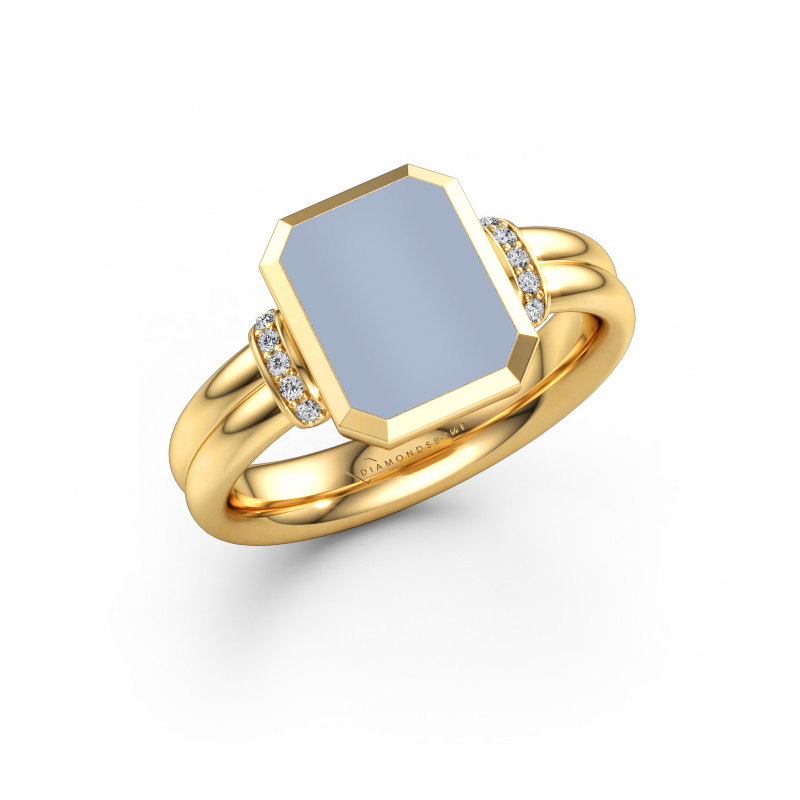 Bild av Signetring Gwenn 3 585 gult guld Ljusblå sardonyx 10x8 mm