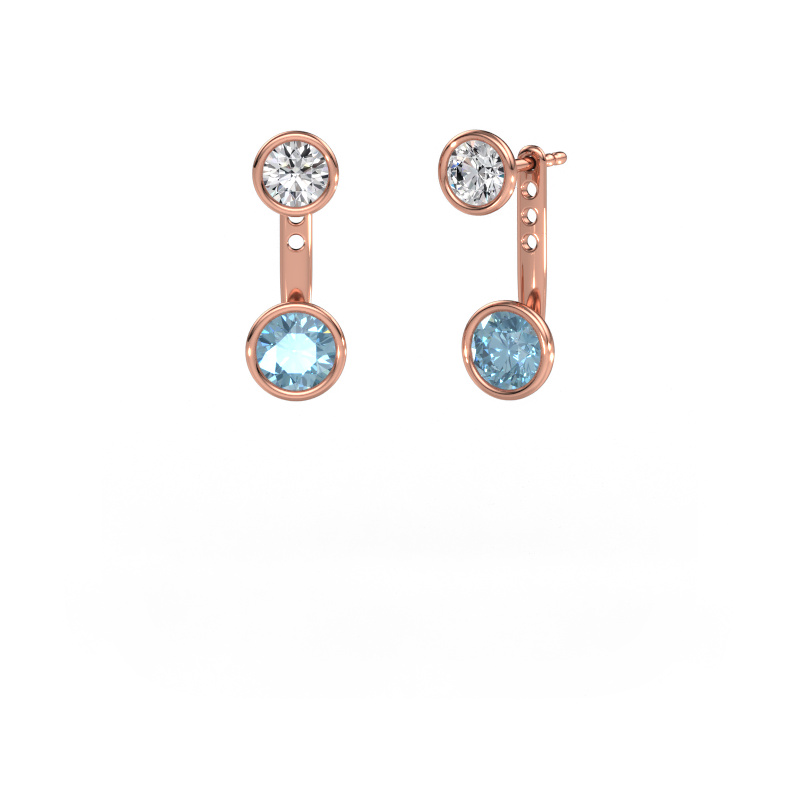 Bild von Ohrringe Halle 585 Roségold Blauer Labordiamant 6 mm