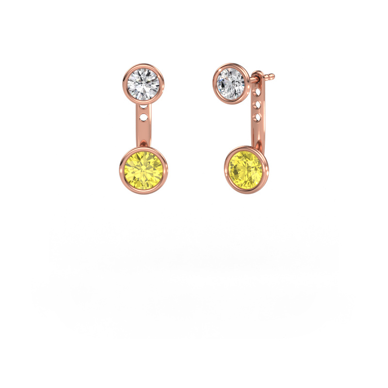 Image of Earrings Halle 585 rose gold Yellow lab grown diamond 6 mm