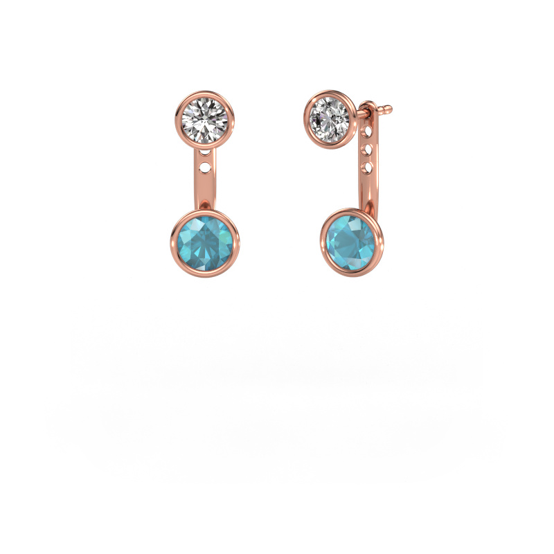 Image of Earrings Halle 585 rose gold Blue topaz 6 mm