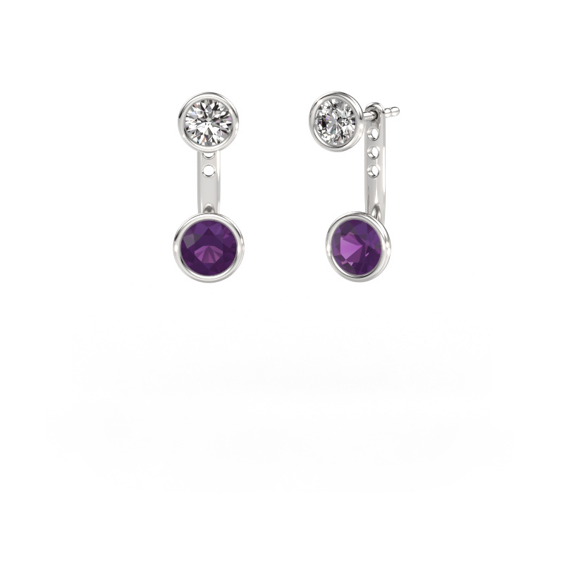 Image of Earrings Halle 585 white gold Amethyst 6 mm