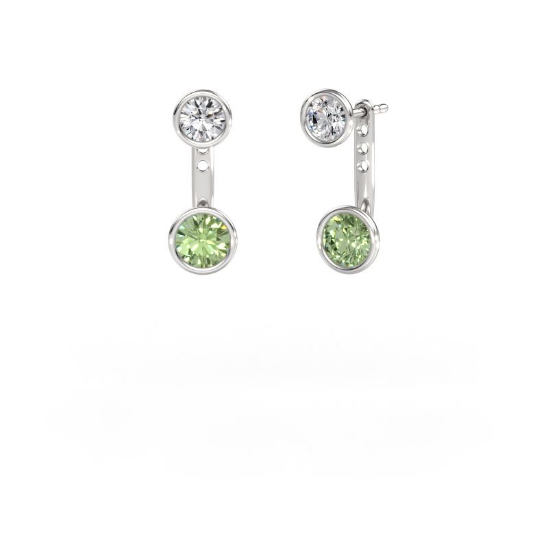 Image of Earrings Halle 585 white gold Green lab grown diamond 6 mm
