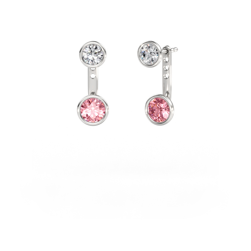 Afbeelding van Oorbellen Halle 585 witgoud Roze lab grown diamant 6 mm