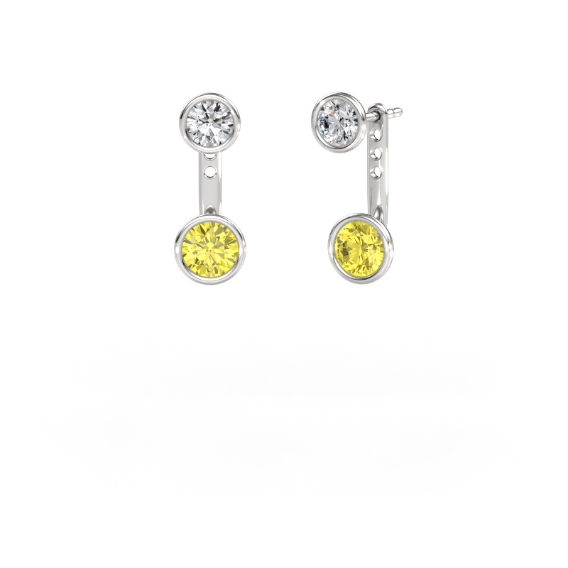 Image of Earrings Halle 585 white gold Yellow lab grown diamond 6 mm