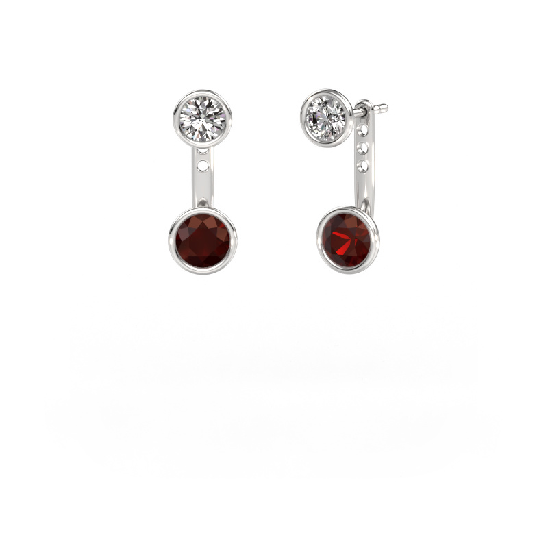 Image of Earrings Halle 585 white gold Garnet 6 mm