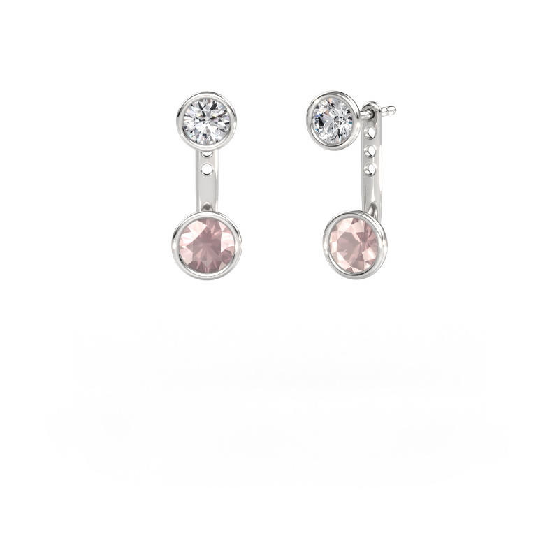 Image de Boucles d'oreilles Halle 585 or blanc Champagne morganite 6 mm