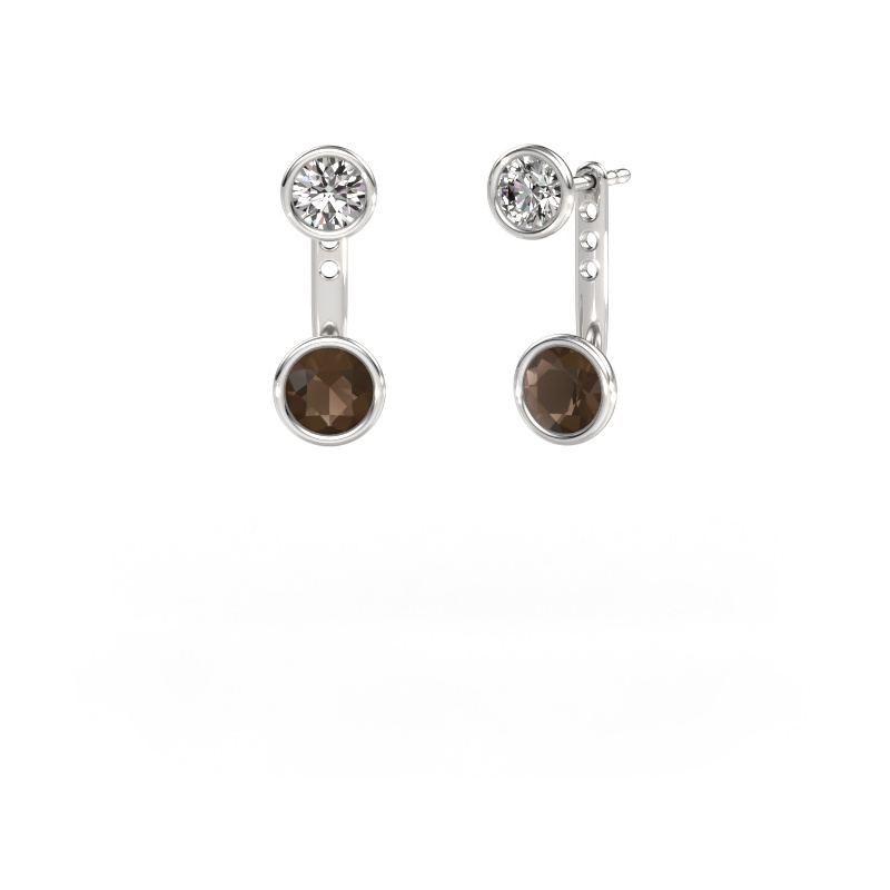 Image of Earrings Halle 585 white gold Smokey quartz 6 mm