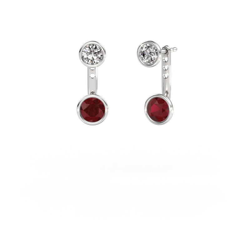Image de Boucles d'oreilles Halle 585 or blanc Rubis 6 mm