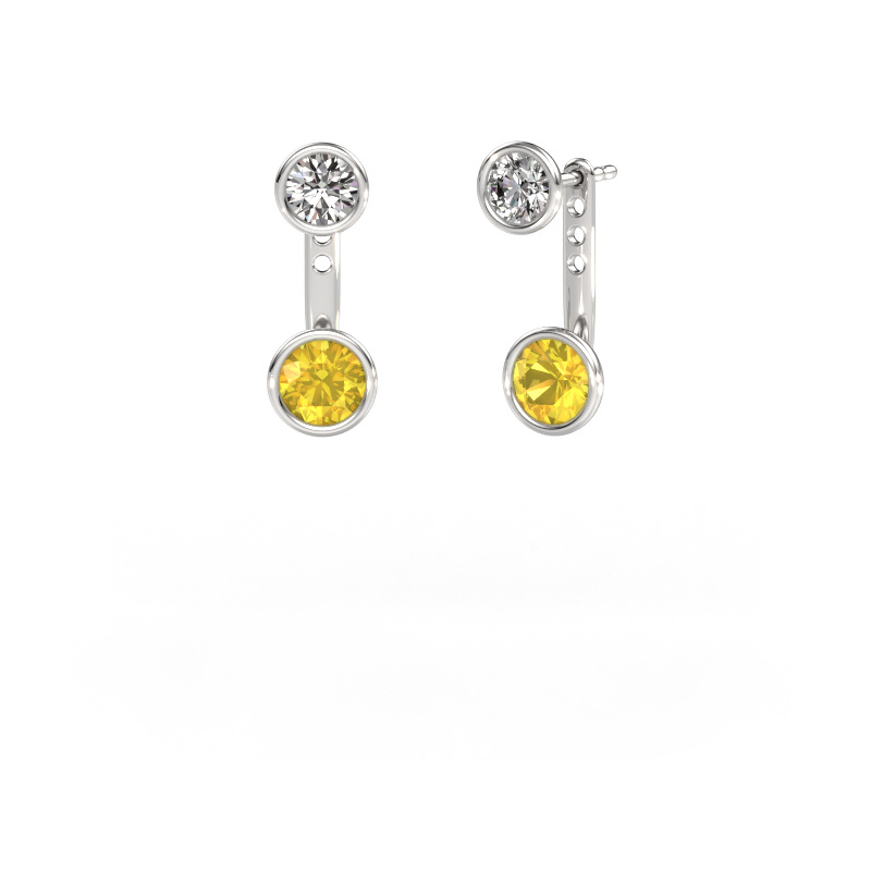 Bild von Ohrringe Halle 585 Weißgold Gelb Saphir 6 mm