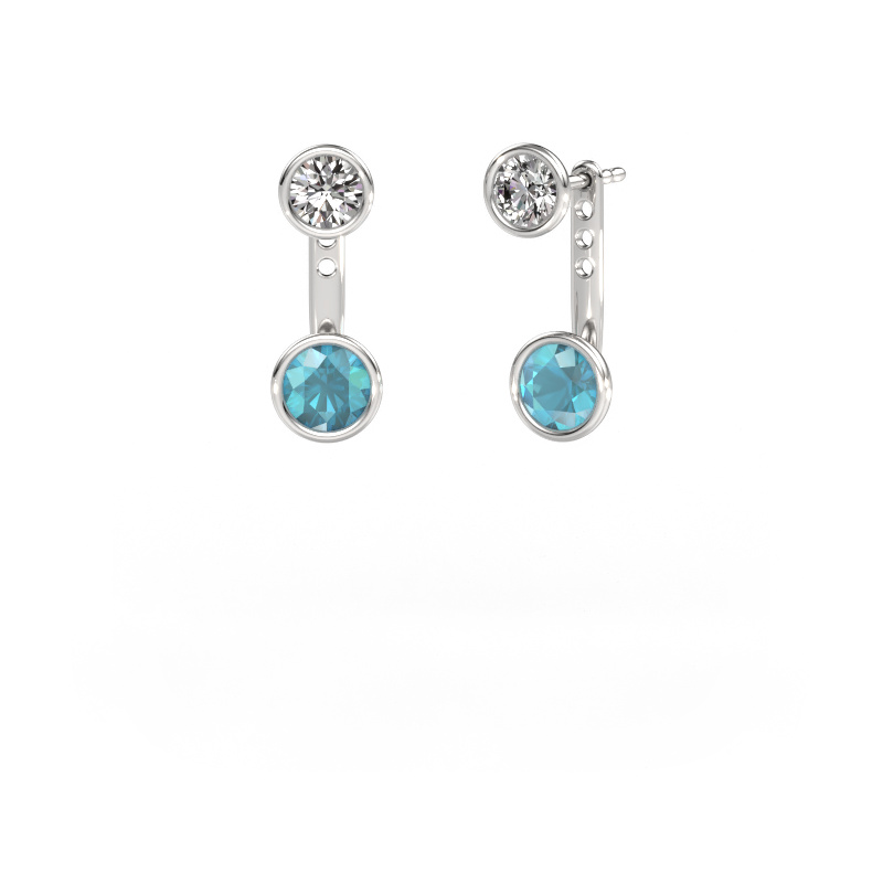 Image of Earrings Halle 585 white gold Blue topaz 6 mm