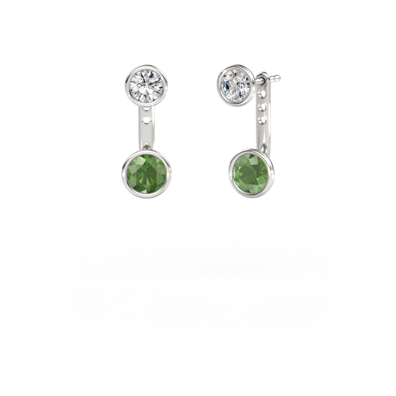 Image of Earrings Halle 585 white gold Tourmaline green 6 mm