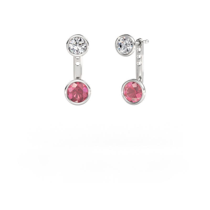 Image of Earrings Halle 585 white gold Tourmaline pink 6 mm