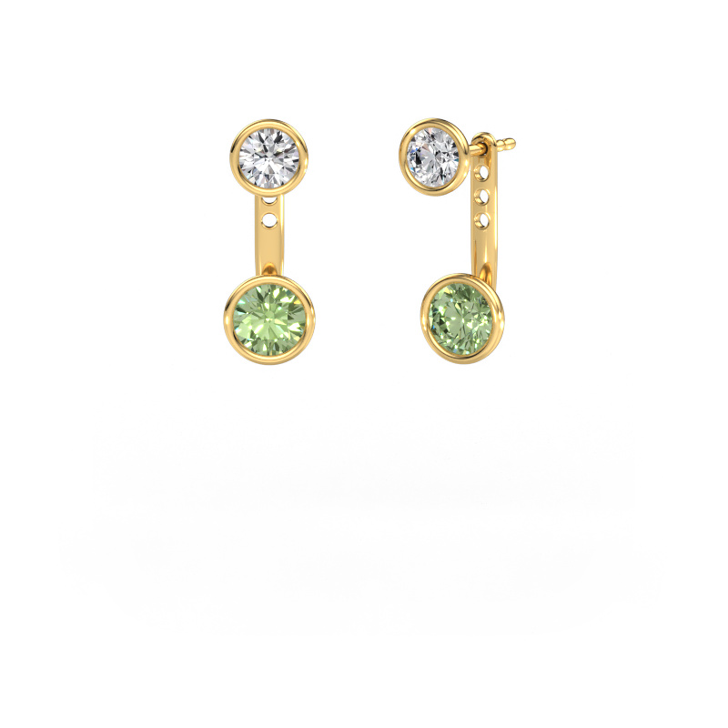 Bild von Ohrringe Halle 585 Gold Grüner Labor-Diamant 6 mm