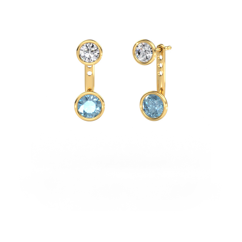 Bild von Ohrringe Halle 585 Gold Blauer Labordiamant 6 mm