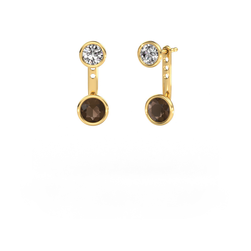 Image of Earrings Halle 585 gold Smokey quartz 6 mm