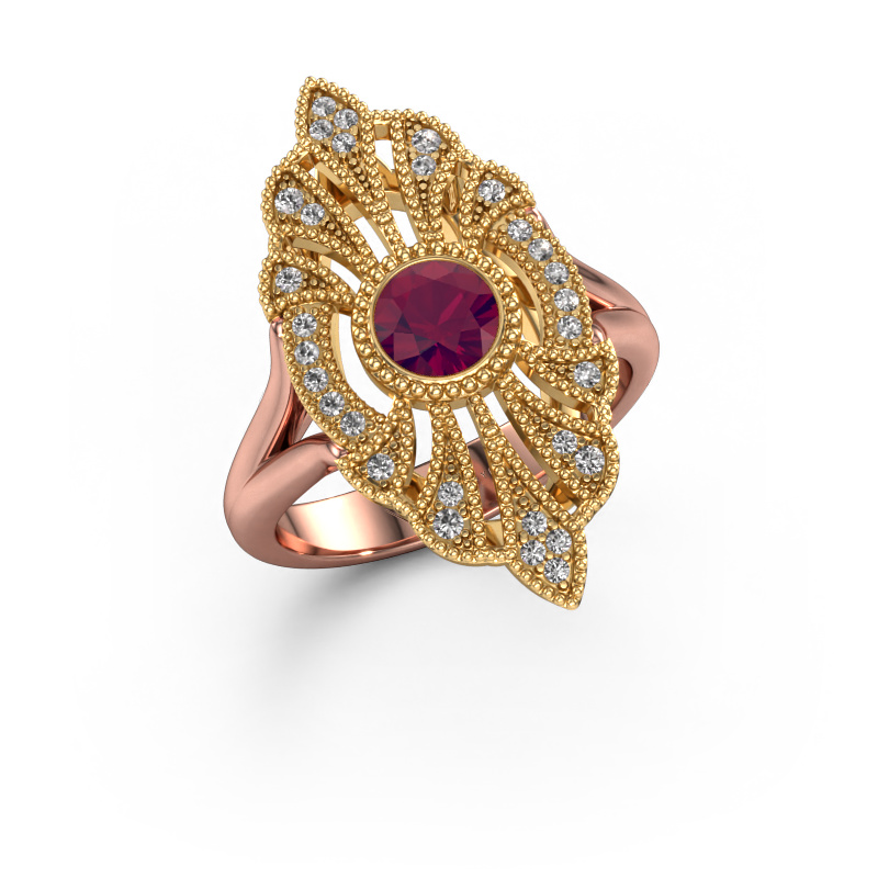 Image of Engagement ring Hanna 585 rose gold Rhodolite 5 mm