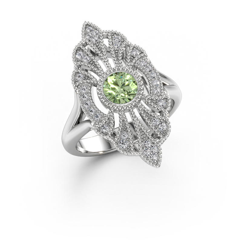 Immagine di Anello di fidanzamento Hanna 585 oro bianco Diamante lab grown verde 5 mm