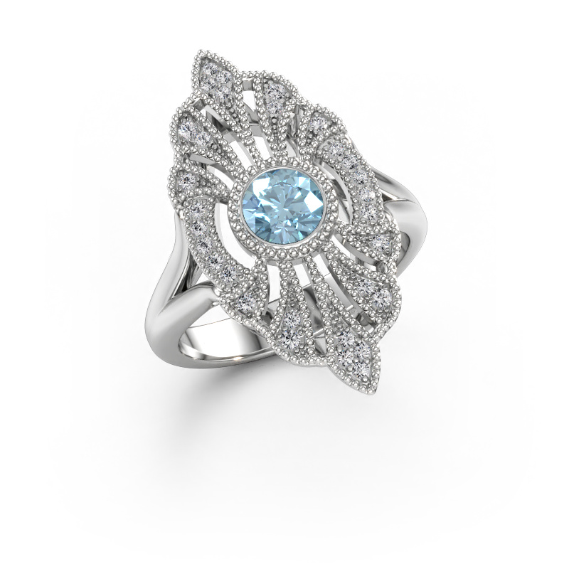 Immagine di Anello di fidanzamento Hanna 585 oro bianco Diamante lab grown blu 5 mm
