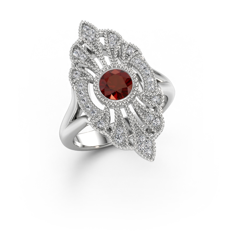 Bild von Verlobungsring Hanna 585 Weißgold Granat 5 mm