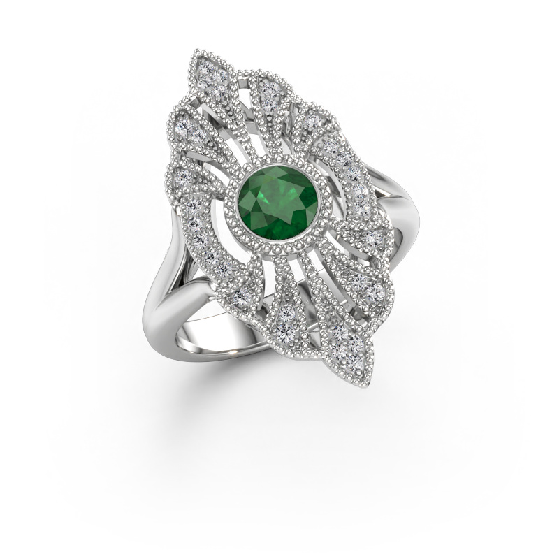Immagine di Anello di fidanzamento Hanna 585 oro bianco Smeraldo 5 mm