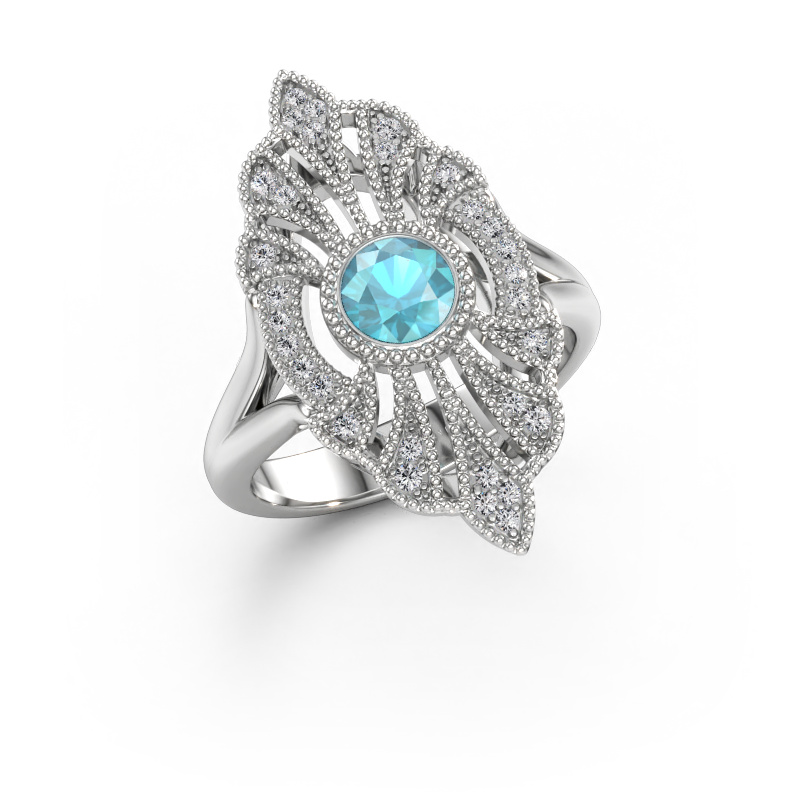 Immagine di Anello di fidanzamento Hanna 585 oro bianco Topazio blu 5 mm