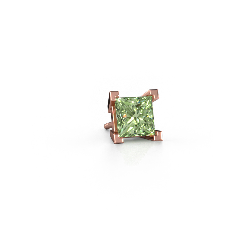 Image of Men's earring Hans 585 rose gold Green lab grown diamond 6 mm